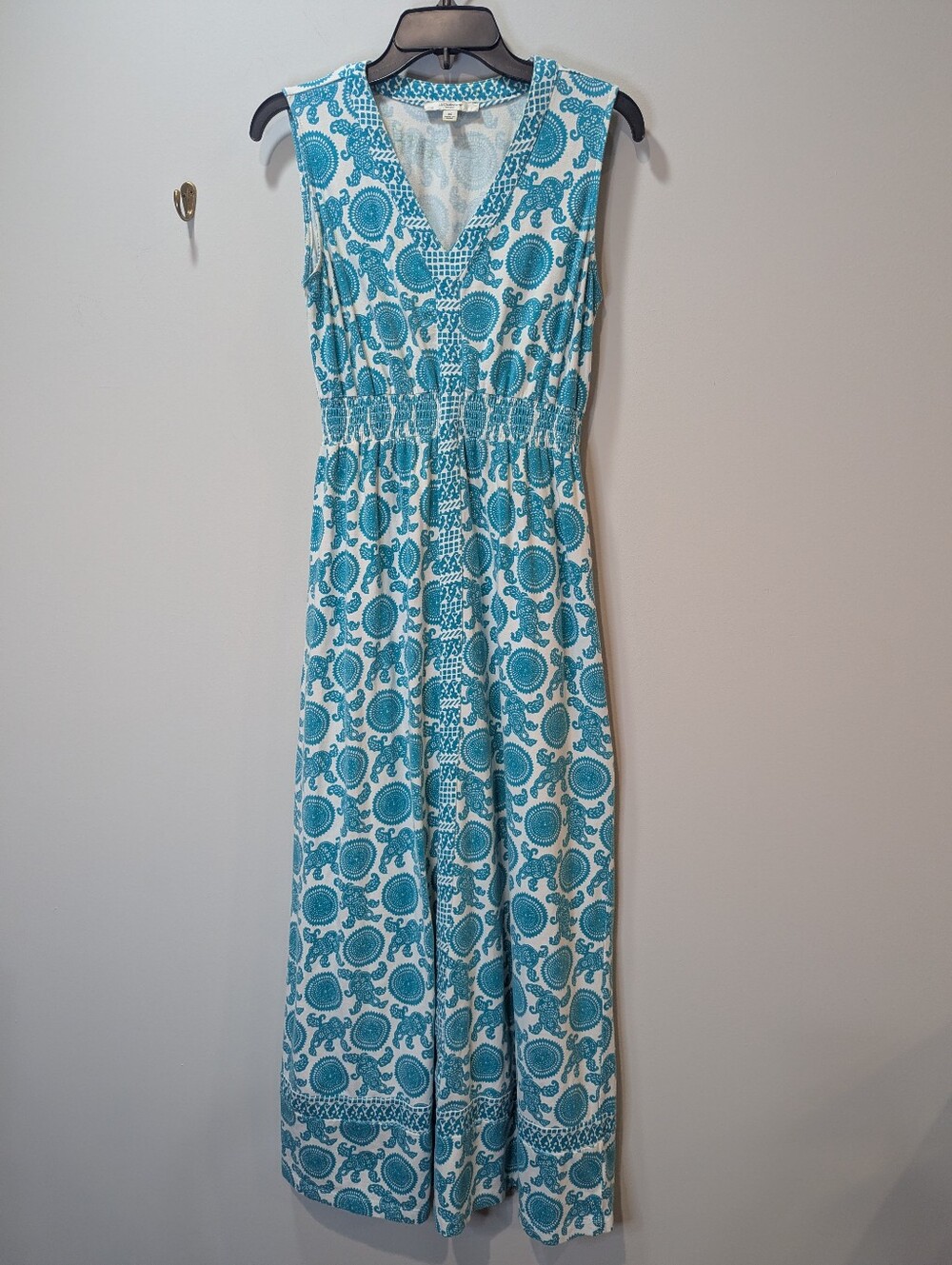 Liz Claiborne New York Geometric Turquoise Maxi Dress Size XS